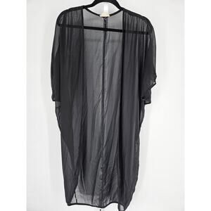 Olive Tree Women's Black Open Front Long Sleeve Polyester Kimono Duster Size L